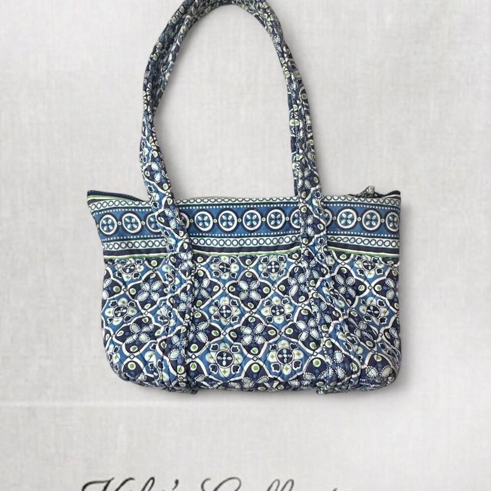 Boho Paisley Print Quilted Blue Large Shoulder Bag With Multiple Pockets